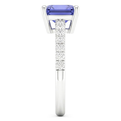 Women Natural Earth Mined Diamond Ring With Radiant Blue Sapphire Gemstone Jewelry 3 Carat