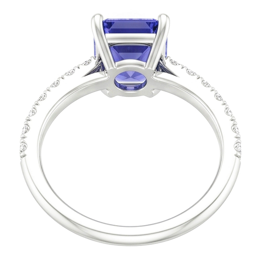 Women Natural Earth Mined Diamond Ring With Radiant Blue Sapphire Gemstone Jewelry 3 Carat