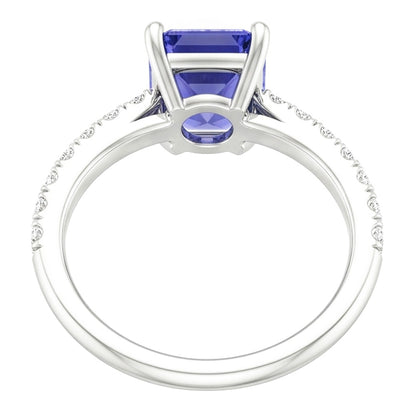 Women Natural Earth Mined Diamond Ring With Radiant Blue Sapphire Gemstone Jewelry 3 Carat
