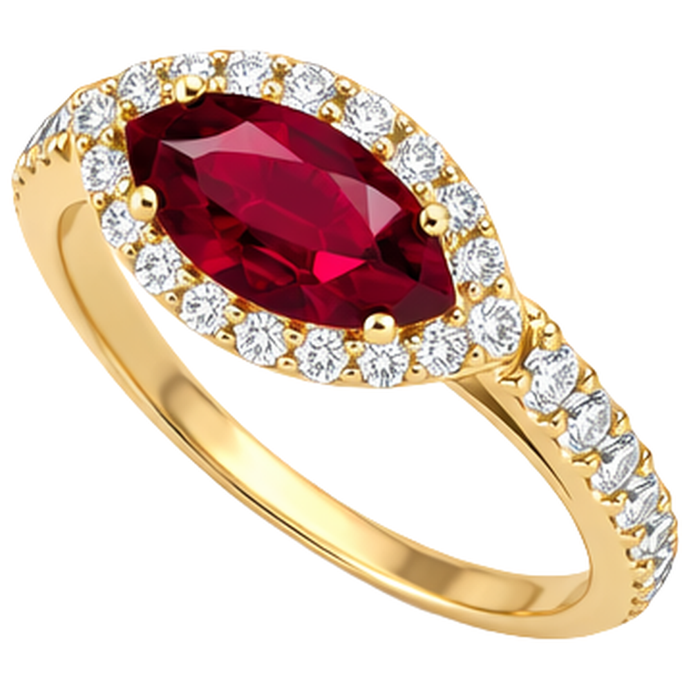 Women Red Marquise Cut Ruby Natural Earth Mined Diamond Ring 3.50 Carats Yellow Gold 14K