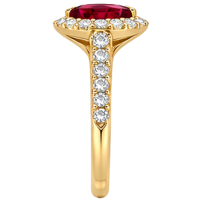 Women Red Marquise Cut Ruby Natural Earth Mined Diamond Ring 3.50 Carats Yellow Gold 14K
