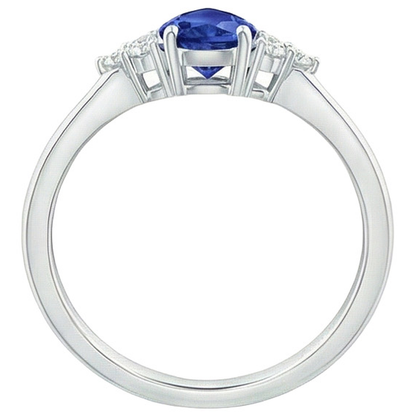 Women Round Natural Earth Mined Diamond Ring Pear Ceylon Sapphire With Accents 3.25 Carats
