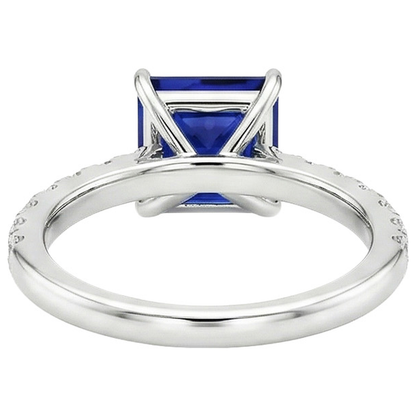 Women Solitaire Accent Ring Blue Sapphire and Natural Earth Mined Diamond 5.5 Carat