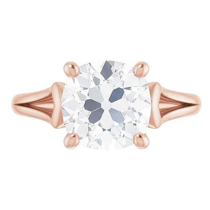Women Solitaire Ring Round Old Miner Natural Earth Mined Diamond Prong Set 3.50 Carats