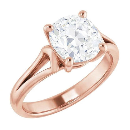 Women Solitaire Ring Round Old Miner Natural Earth Mined Diamond Prong Set 3.50 Carats