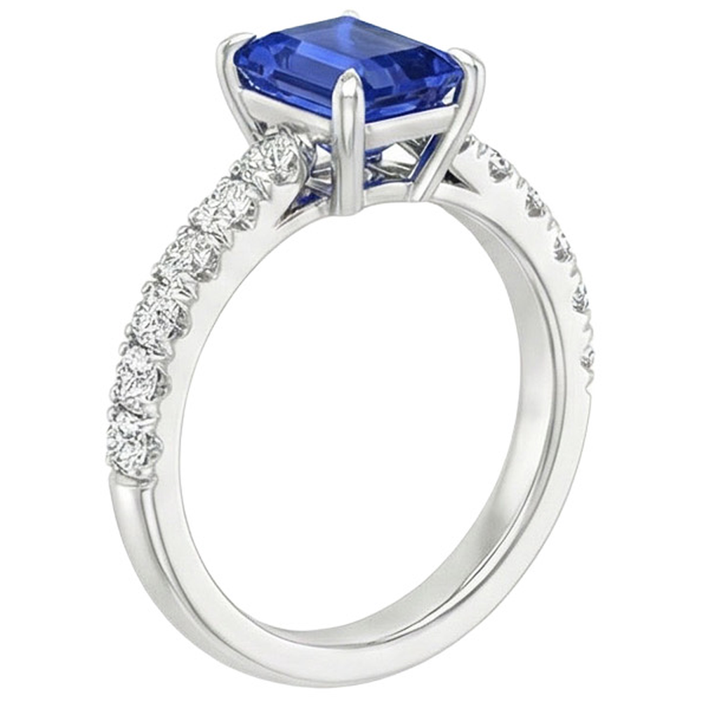 natural emerald sapphire 4.50ct ring top view