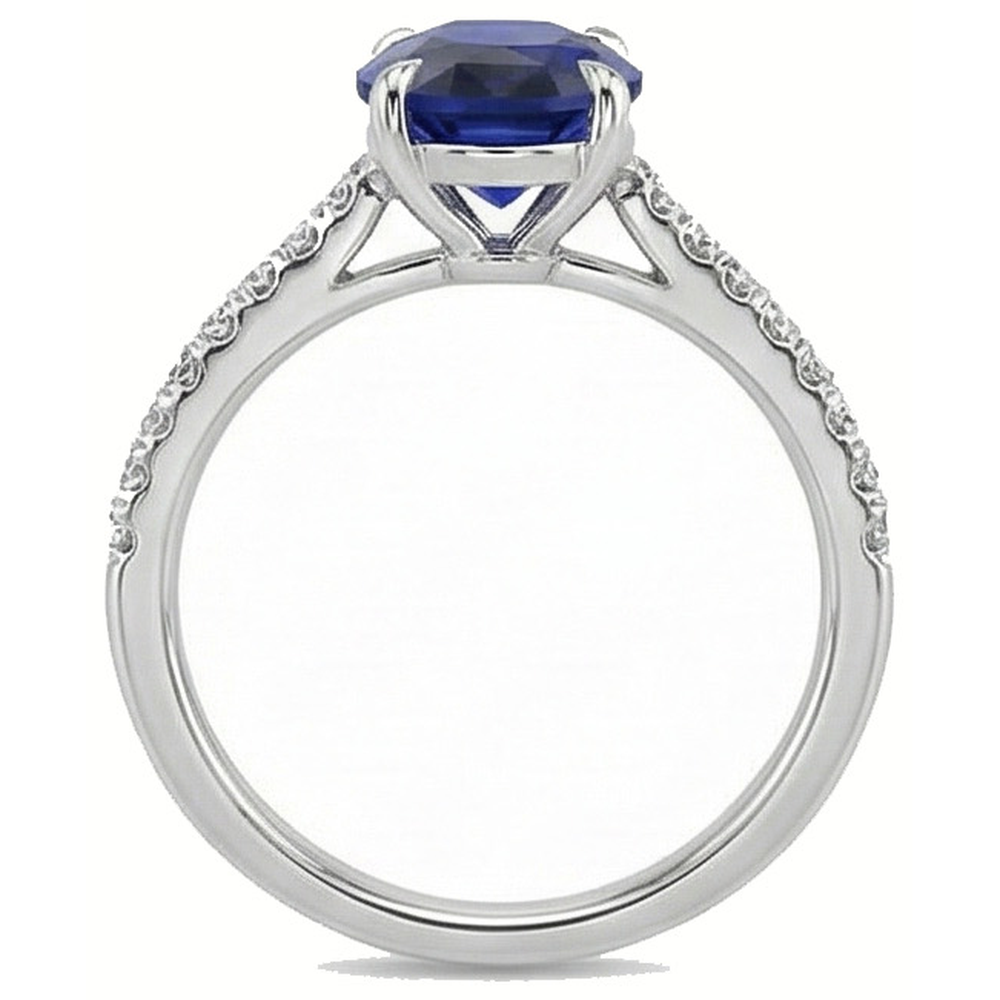 Natural Real ( Not Lab Grown )  Women Solitaire With Accents Ring Sri Lankan Sapphire 3.50 Carats