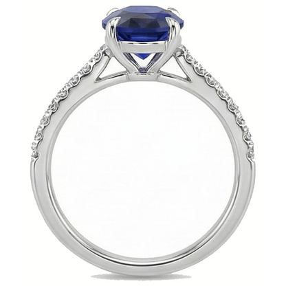 Natural Real ( Not Lab Grown )  Women Solitaire With Accents Ring Sri Lankan Sapphire 3.50 Carats