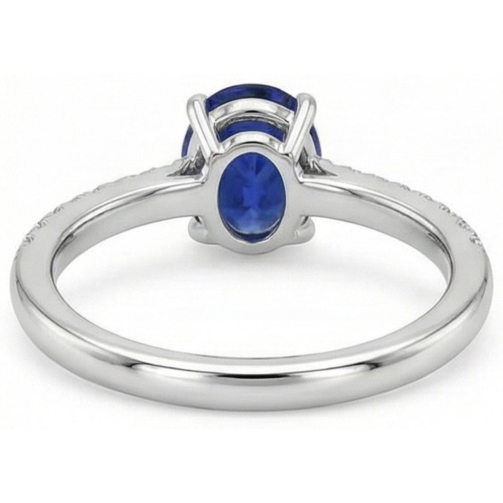 Natural Real ( Not Lab Grown )  Women Solitaire With Accents Ring Sri Lankan Sapphire 3.50 Carats