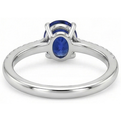Natural Real ( Not Lab Grown )  Women Solitaire With Accents Ring Sri Lankan Sapphire 3.50 Carats