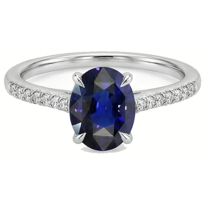 Natural Real ( Not Lab Grown )  Women Solitaire With Accents Ring Sri Lankan Sapphire 3.50 Carats