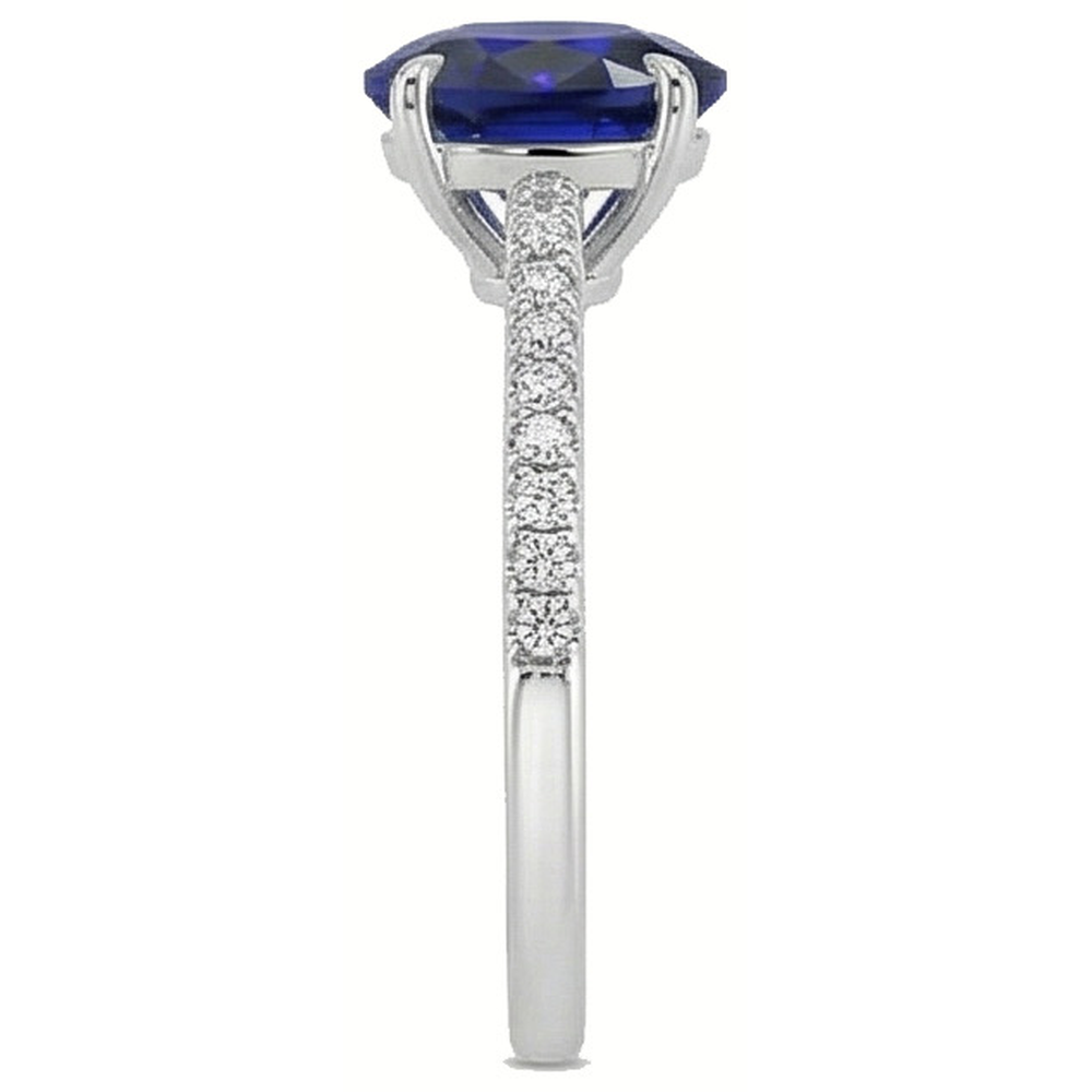 Natural Real ( Not Lab Grown )  Women Solitaire With Accents Ring Sri Lankan Sapphire 3.50 Carats