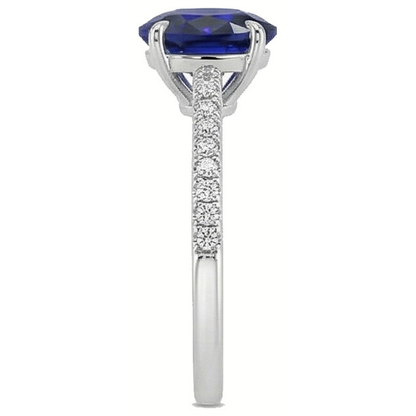 Natural Real ( Not Lab Grown )  Women Solitaire With Accents Ring Sri Lankan Sapphire 3.50 Carats