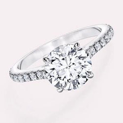 Women Diamond Engagement Ring 14K White Gold 2.60 Carats