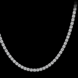 Women 14K White Gold Lab Grown Tennis Necklace 22 Inch Chain