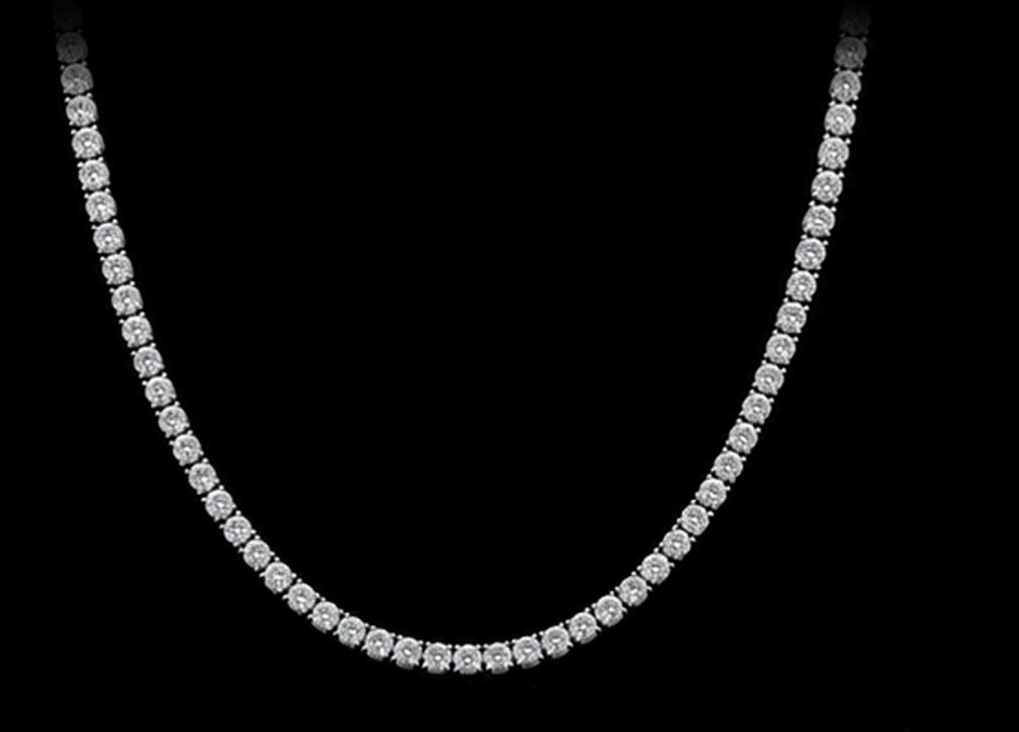 Women 14K White Gold Lab Grown Tennis Necklace 22 Inch Chain