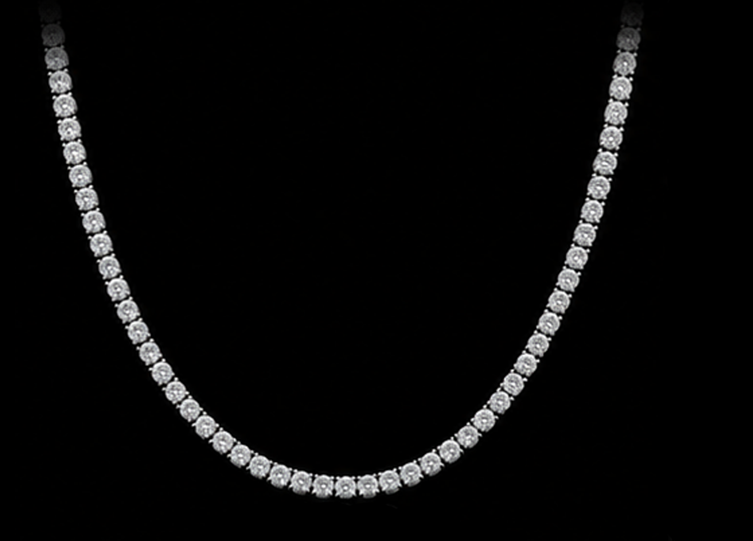 Women 14K White Gold Lab Grown Tennis Necklace 22 Inch Chain