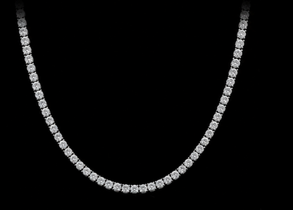 Women 14K White Gold Lab Grown Tennis Necklace 22 Inch Chain