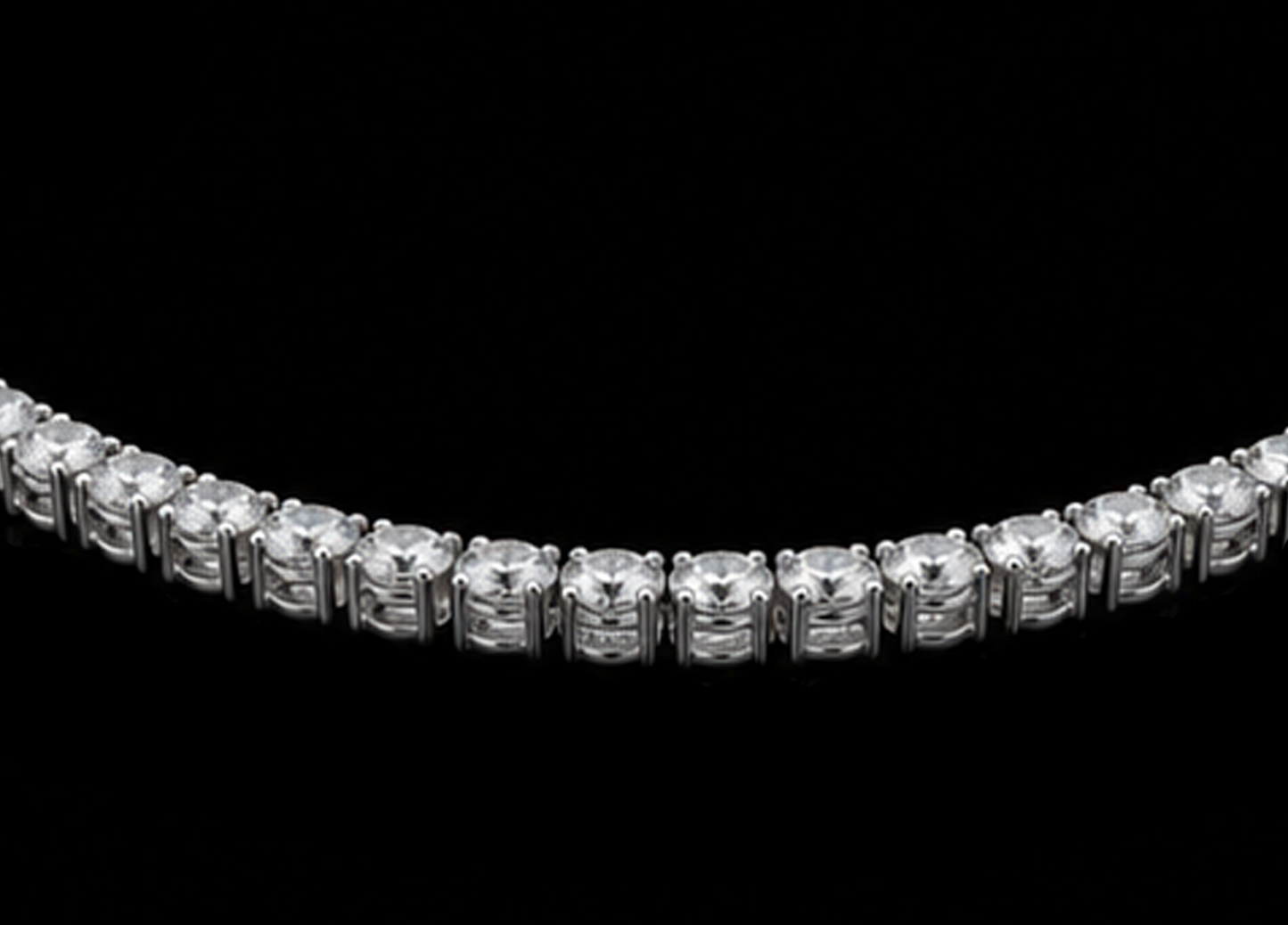 Women 14K White Gold Lab Grown Tennis Necklace 22 Inch Chain