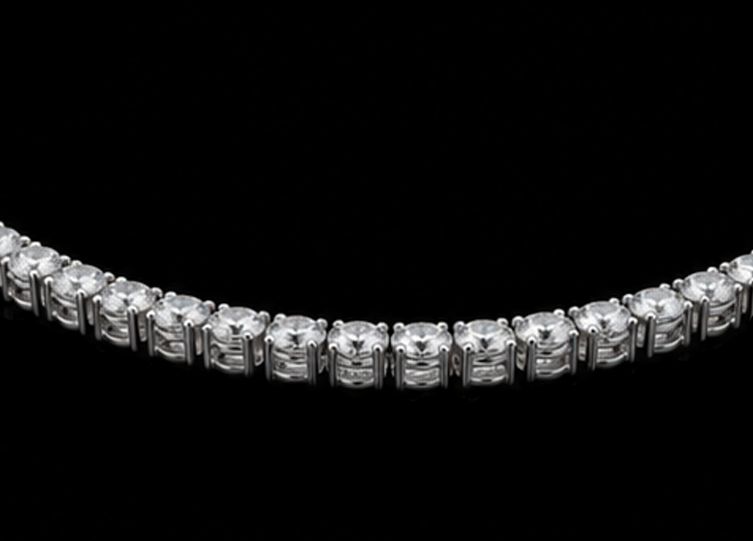 Women 14K White Gold Lab Grown Tennis Necklace 22 Inch Chain