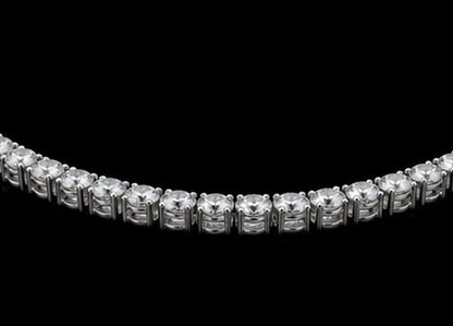 Women 14K White Gold Lab Grown Tennis Necklace 22 Inch Chain