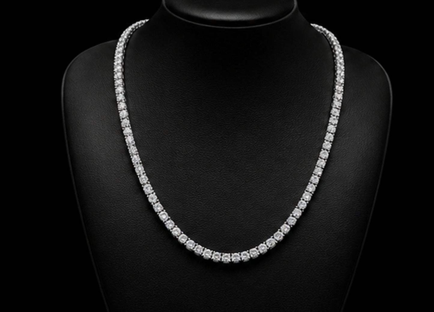 Women 14K White Gold Lab Grown Tennis Necklace 22 Inch Chain