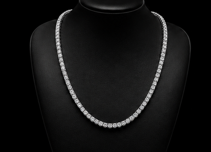 Women 14K White Gold Lab Grown Tennis Necklace 22 Inch Chain
