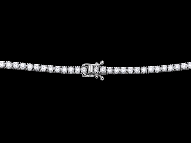 Women 14K White Gold Lab Grown Tennis Necklace 22 Inch Chain
