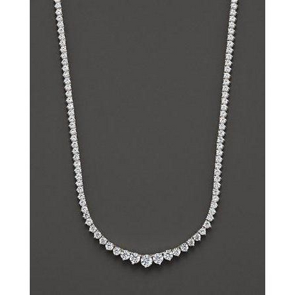 Women 25 Ct Round Brilliant Cut Diamonds Necklace White Gold 14K