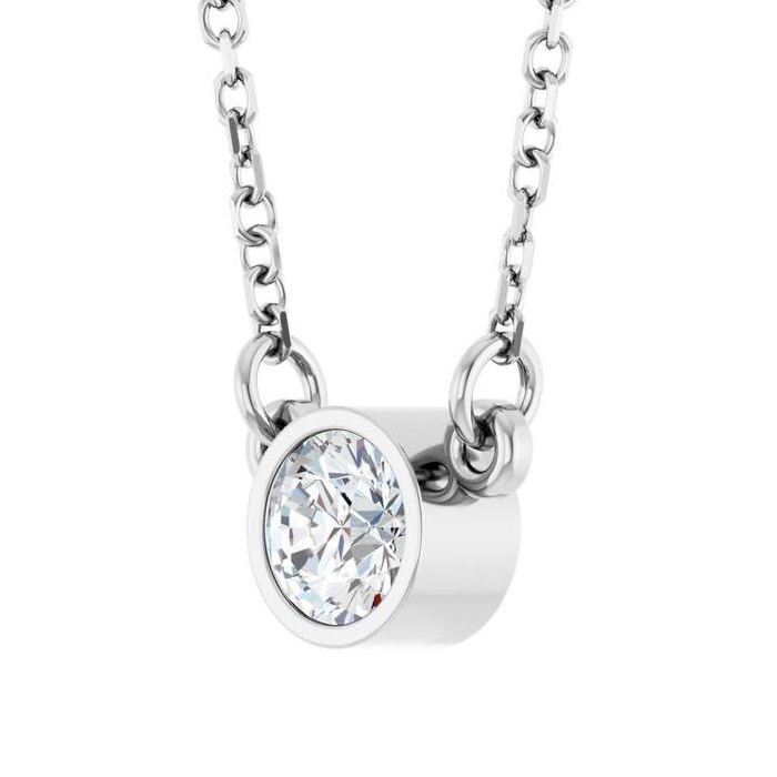  Women 3 Carats Natural Diamond Pendant 18 Inch Chain White Gold 14K