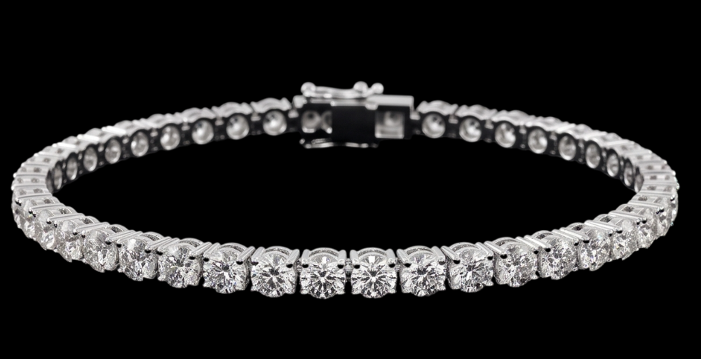 Women 4 Carat Lab Grown Tennis Bracelet 14K White Gold