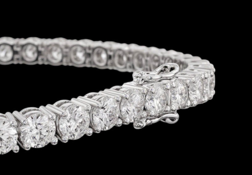 Women 4 Carat Lab Grown Tennis Bracelet 14K White Gold