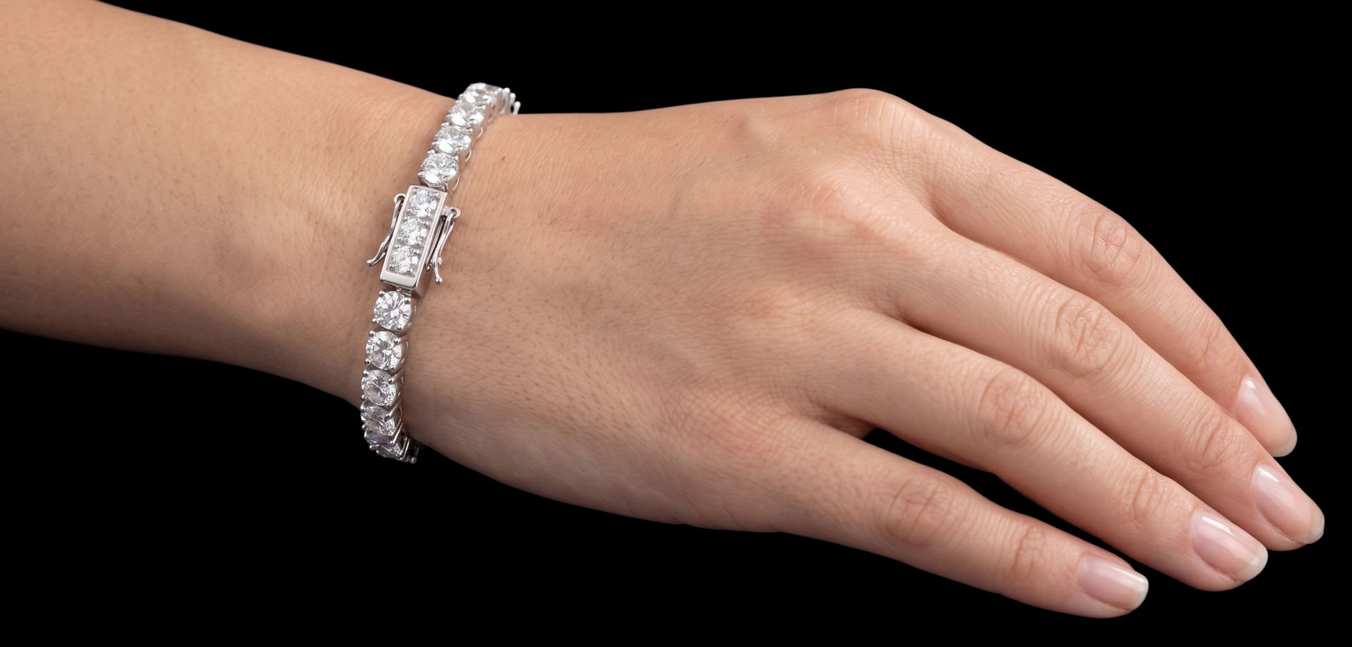 Women 4 Carat Lab Grown Tennis Bracelet 14K White Gold