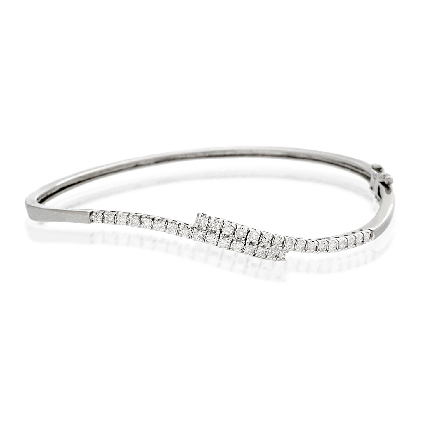 Women Bangle 1.60 Carats Round Cut Real Natural Earth Mined Diamonds White Gold 14K