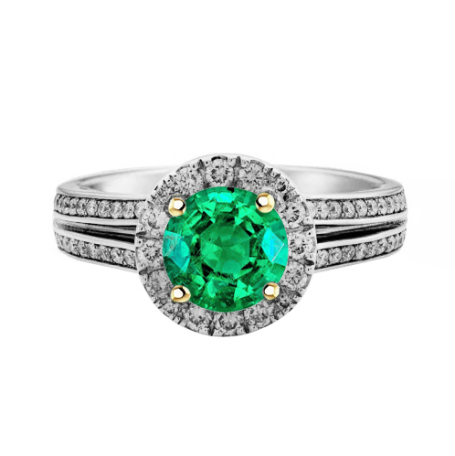 Women Gemstone Jewelry Green Emerald Halo Ring