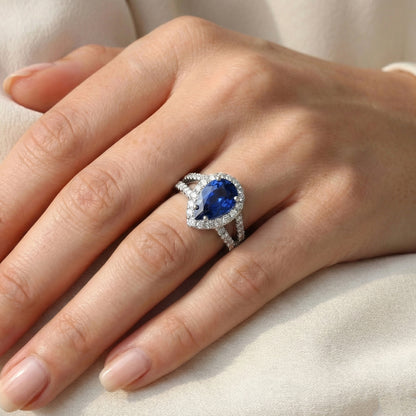 natural round sapphire 4.75ct ring with diamond accents