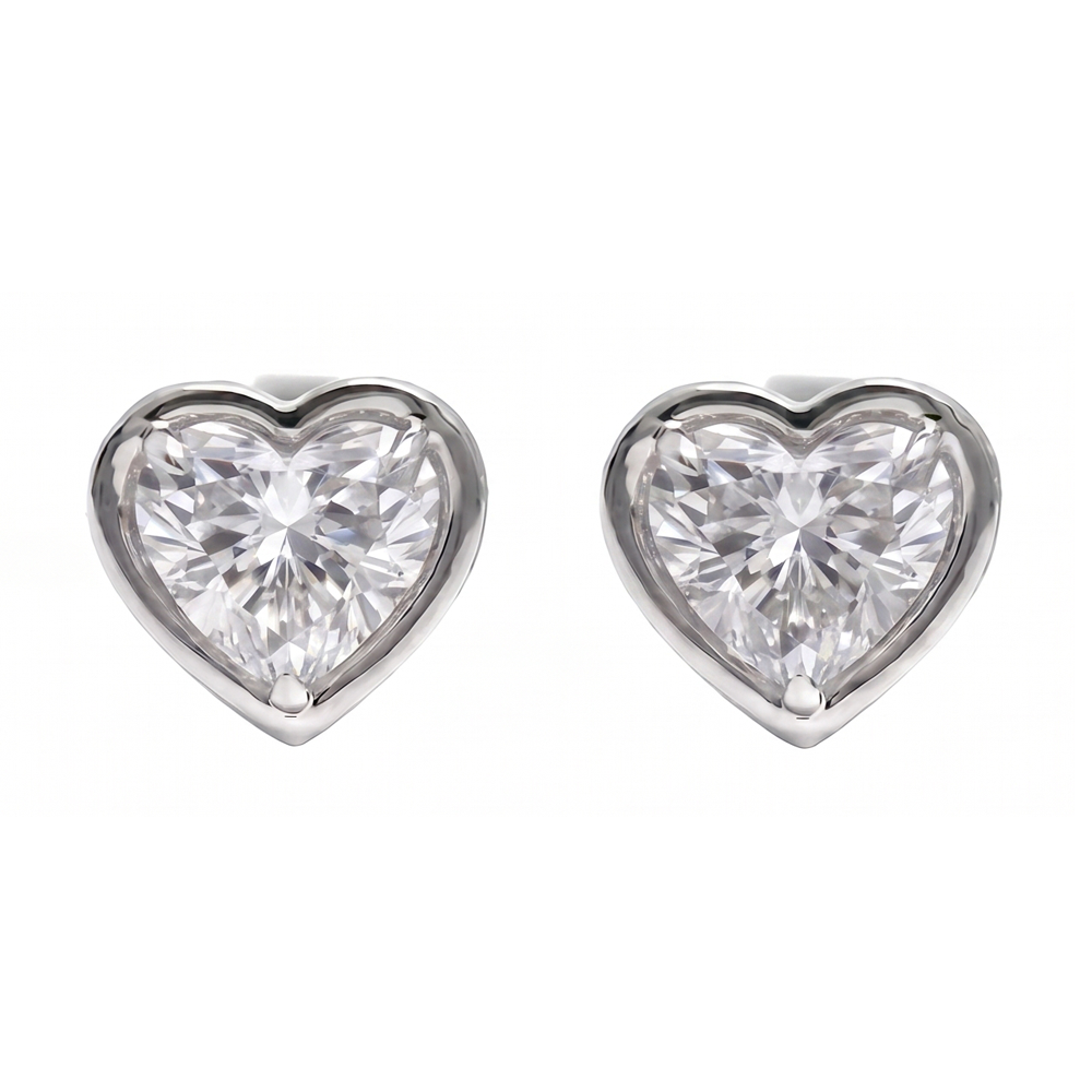 Women Heart Cut Lab Grown Diamonds Stud Earring 2 Carat Prong Setting 