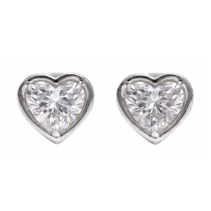 Women Heart Cut Lab Grown Diamonds Stud Earring 2 Carat Prong Setting 