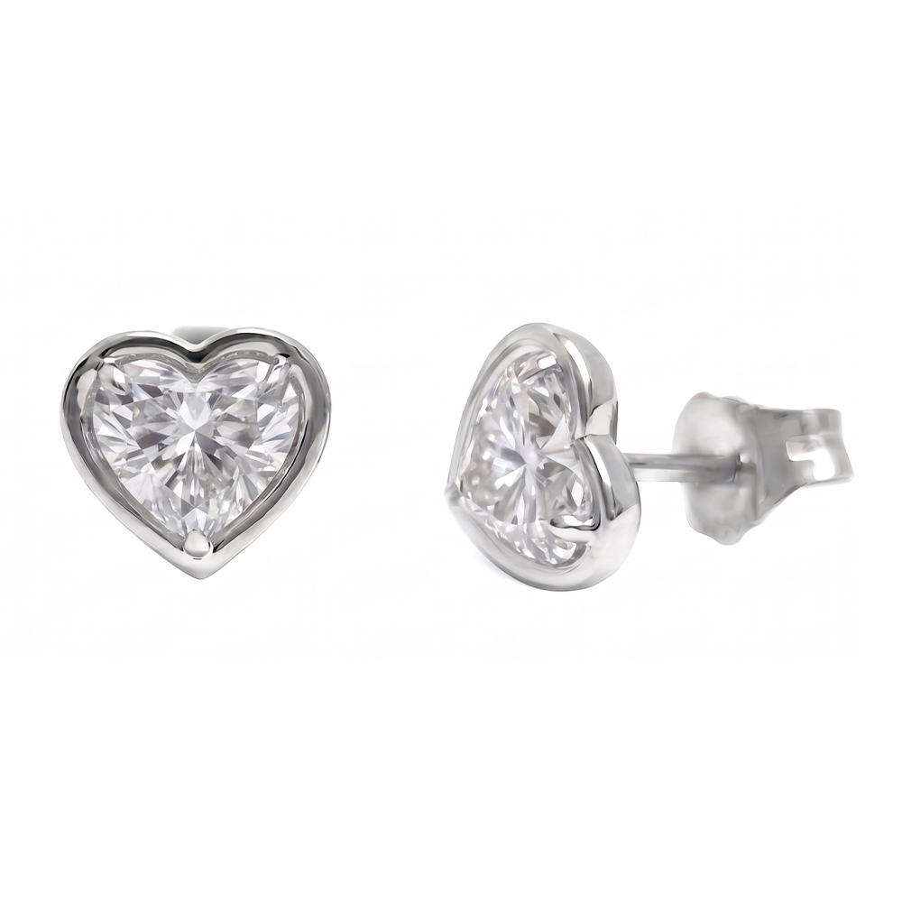 Women Heart Cut Lab Grown Diamonds Stud Earring 2 Carat Prong Setting 