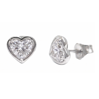 Women Heart Cut Lab Grown Diamonds Stud Earring 2 Carat Prong Setting 