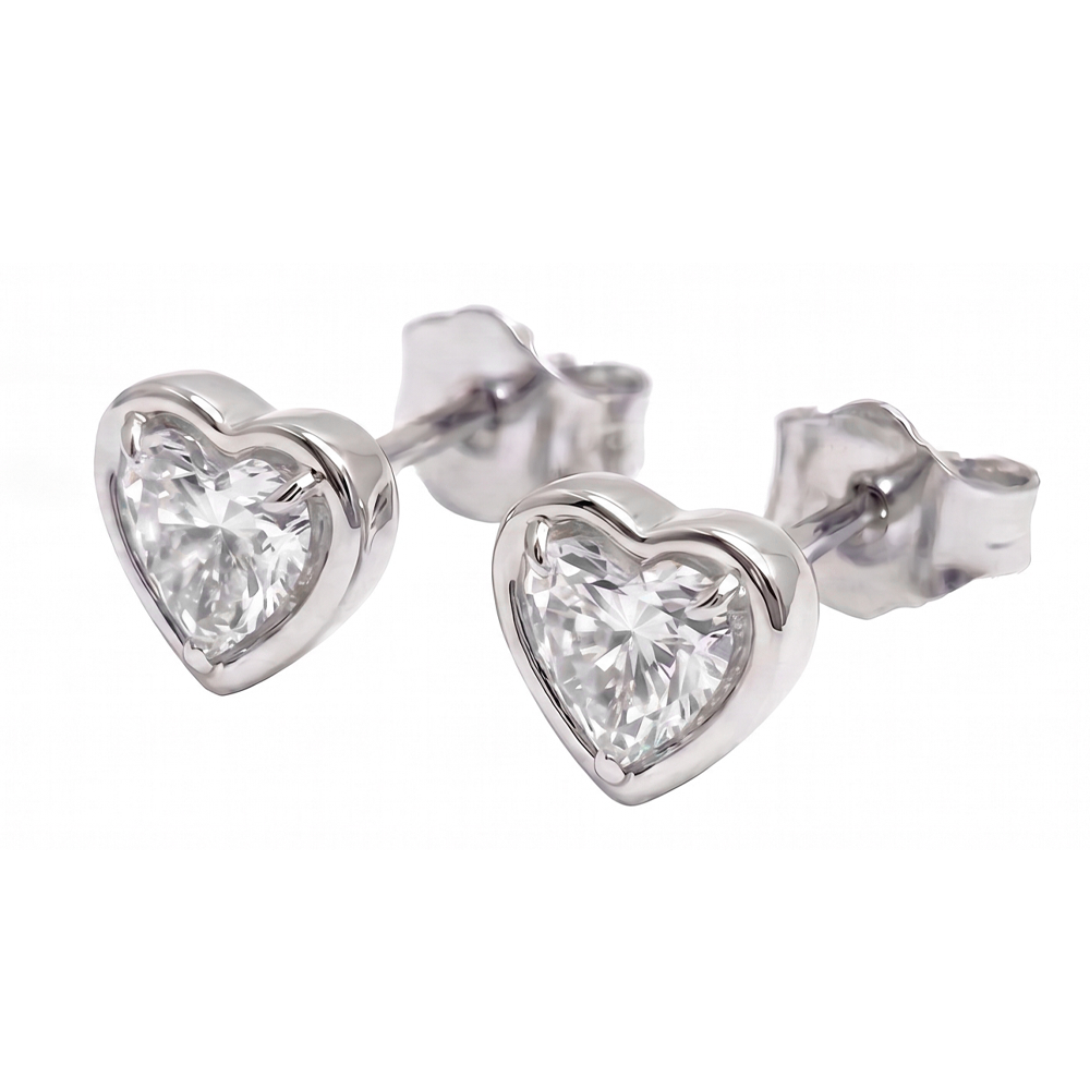 Women Heart Cut Lab Grown Diamonds Stud Earring 2 Carat Prong Setting 