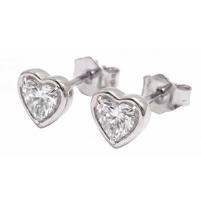 Women Heart Cut Lab Grown Diamonds Stud Earring 2 Carat Prong Setting 