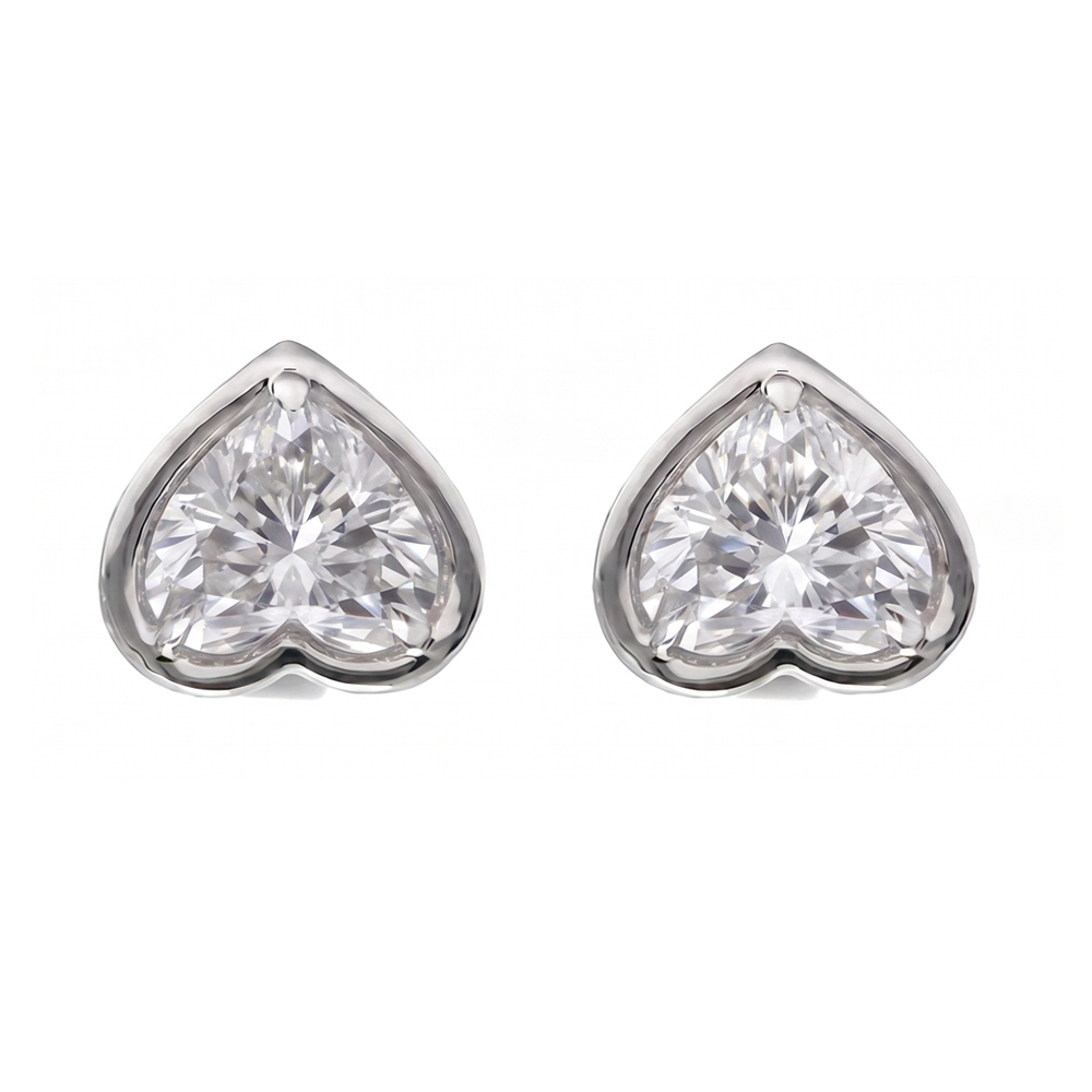 Women Heart Cut Lab Grown Diamonds Stud Earring 2 Carat Prong Setting 