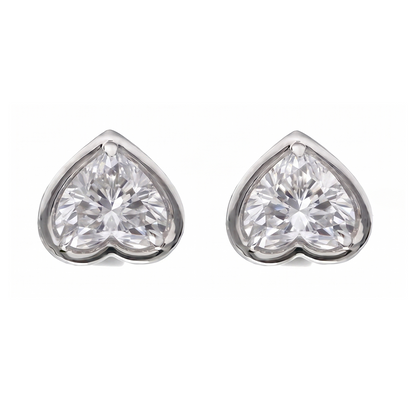 Women Heart Cut Lab Grown Diamonds Stud Earring 2 Carat Prong Setting 
