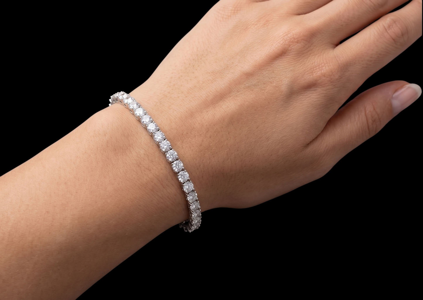 Women Lab Grown Tennis Bracelet 7 Carat 14K White Gold
