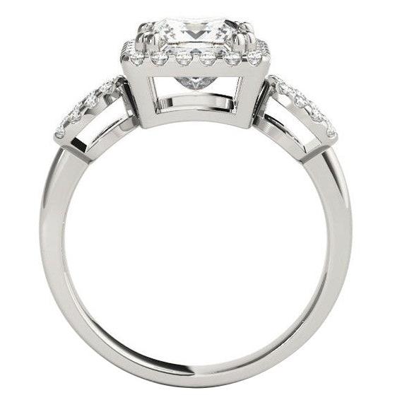 Women Ring Halo Cushion Old Miner & Round Big Lab Grown Diamond Split Shank 11 Carats