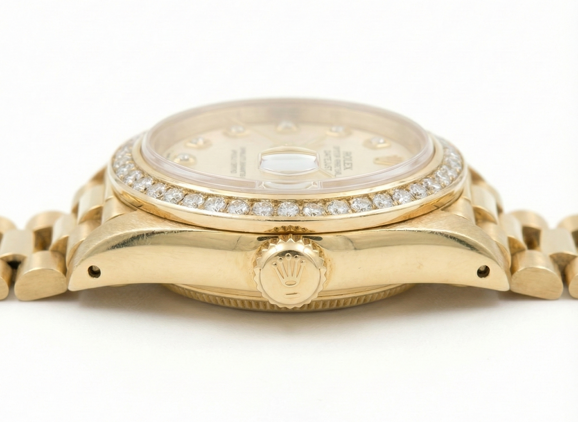 Women Rolex President Datejust Diamond Dial Bezel Watch