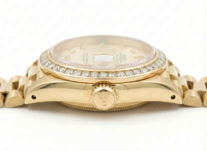 Women Rolex President Datejust Diamond Dial Bezel Watch