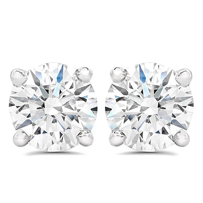 Women Round GIA CERTIFIED Lab Grown Diamond Stud Earring Solid White Gold Jewelry 2 Carats