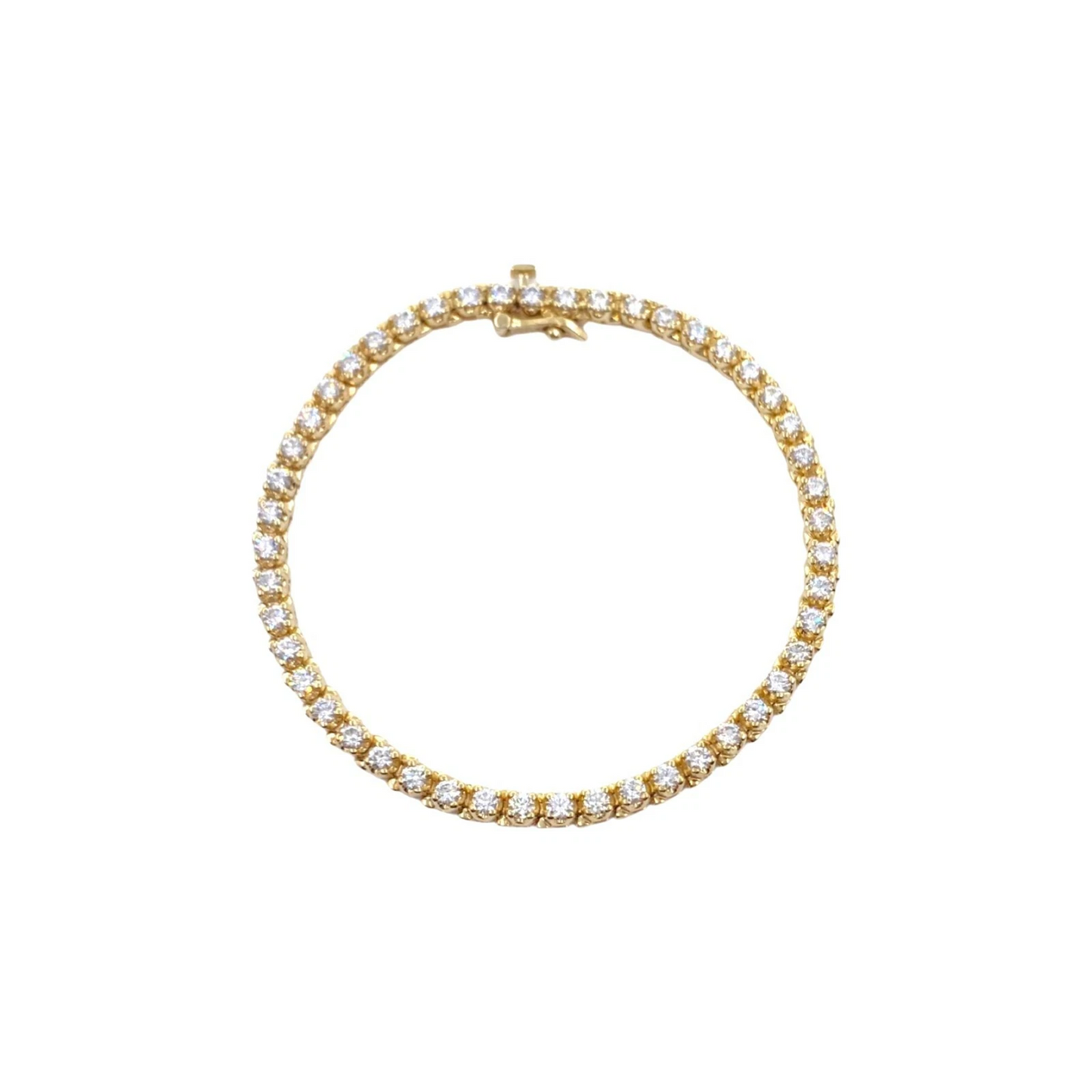 Women Round Lab Grown Diamond Tennis Bracelet Solid Yellow Gold Jewelry 5 Ct